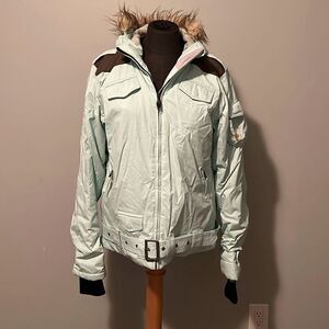 Rossignol Women's Blue Full Zip Faux Fur Ski Snowboard Jacket